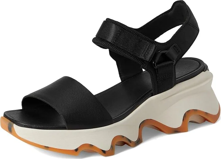 SOREL Kinetictm Impact Y-Strap High Sandal Women's Shoes Black, Chalk : 12 B - Medium, Leather - Image 5