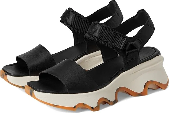 SOREL Kinetictm Impact Y-Strap High Sandal Women's Shoes Black, Chalk : 12 B - Medium, Leather
