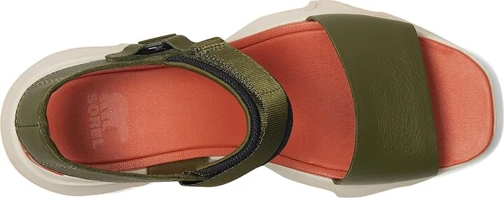 SOREL Kinetictm Impact Y-Strap High Sandal Women's Shoes Utility Green, Pearlescent : 5.5 B - Medium, Leather - Image 2
