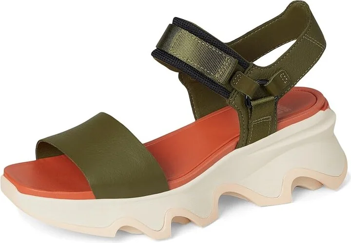 SOREL Kinetictm Impact Y-Strap High Sandal Women's Shoes Utility Green, Pearlescent : 5.5 B - Medium, Leather - Image 5