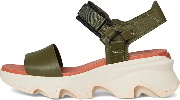 SOREL Kinetictm Impact Y-Strap High Sandal Women's Shoes Utility Green, Pearlescent : 5.5 B - Medium, Leather - Image 6