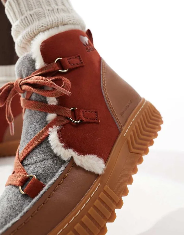 Sorel ONA AVE Alpine WP fleece lined waterproof leather boots in velvet tan and sanguine - Image 3