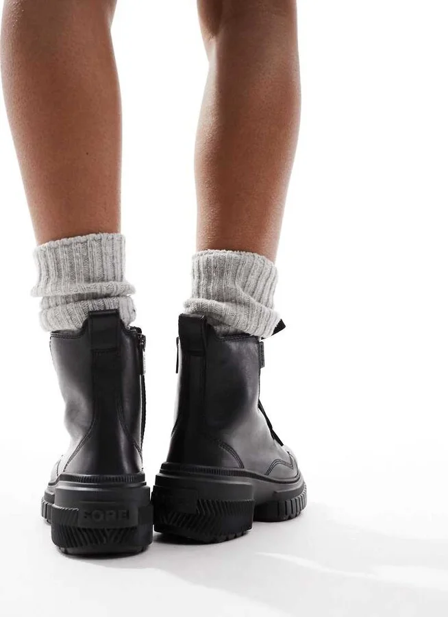 Sorel ONA AVE WP waterproof lace up leather boots in black - Image 4