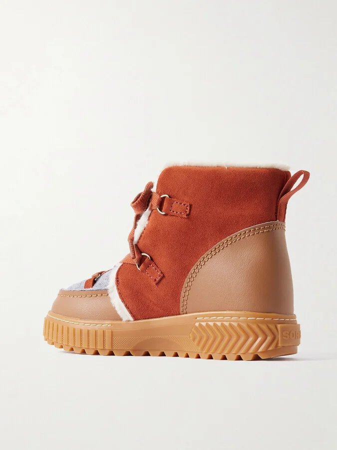 Sorel - Ona Ave™ Alpine Faux Shearling-trimmed Felt, Suede And Leather Ankle Boots - Neutrals - Image 3