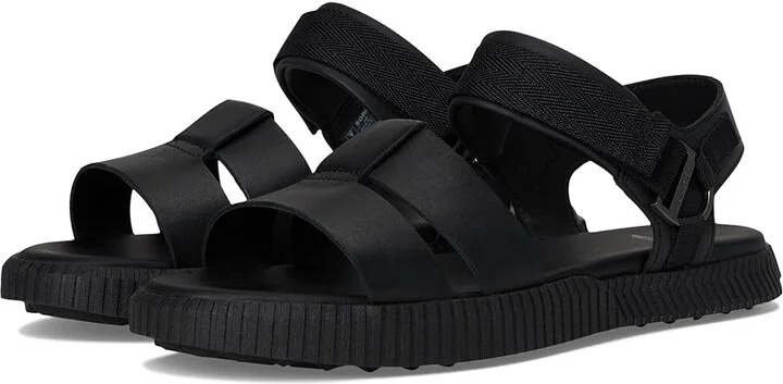 SOREL Ona Avetm Ankle Strap Flat Sandals Women's Sandals Black/Black : 7 B - Medium, Leather