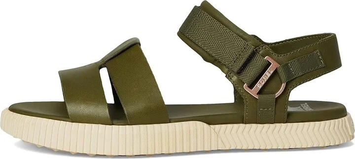 SOREL Ona Avetm Ankle Strap Flat Sandals Women's Sandals Utility Green/Bleached Ceramic : 8 B - Medium, Leather - Image 6