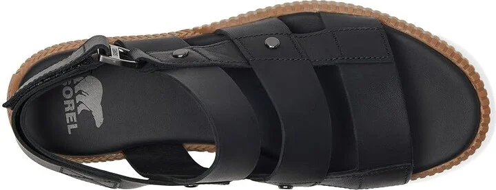 SOREL Ona Avetm Slingback Flat Sandals Women's Sandals Black/Gum : 6.5 B - Medium, Leather - Image 2