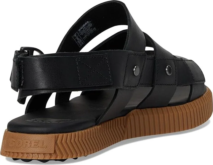 SOREL Ona Avetm Slingback Flat Sandals Women's Sandals Black/Gum : 6.5 B - Medium, Leather - Image 4