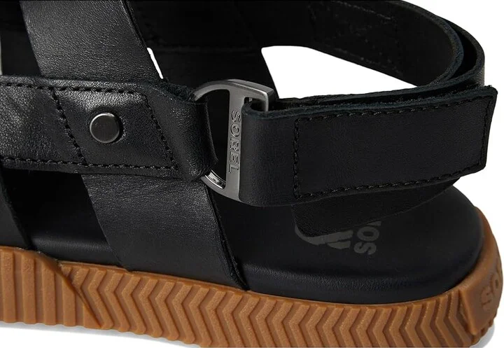 SOREL Ona Avetm Slingback Flat Sandals Women's Sandals Black/Gum : 6.5 B - Medium, Leather - Image 7