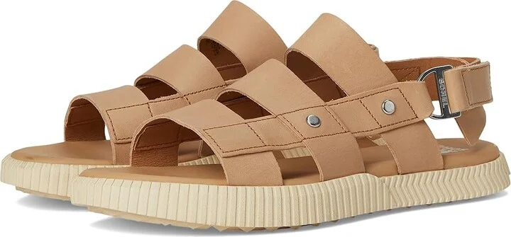 SOREL Ona Avetm Slingback Flat Sandals Women's Sandals Honest Beige/Bleached Ceramic : 10 B - Medium, Leather