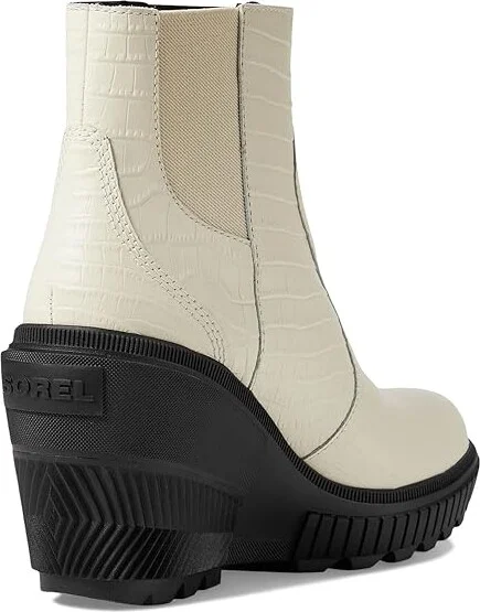 SOREL ONA AVEtm Zip Wedge High Women's Heels Shoes Chalk/Black : 12 B - Medium, Leather - Image 4