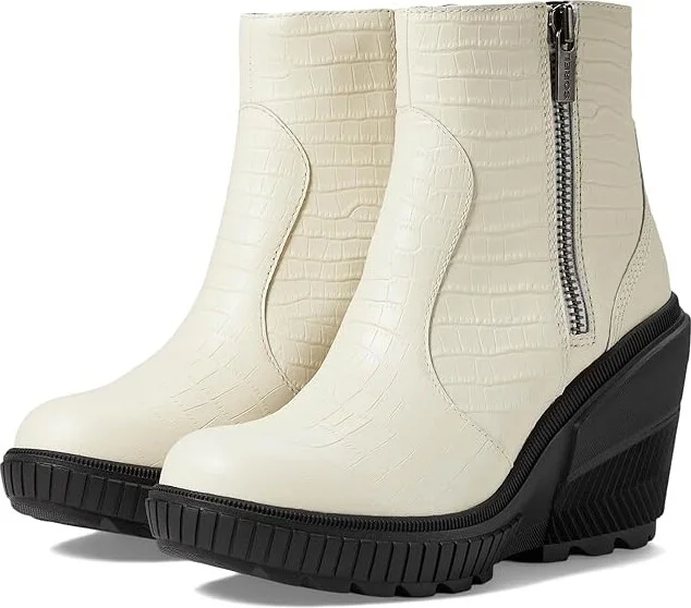 SOREL ONA AVEtm Zip Wedge High Women's Heels Shoes Chalk/Black : 12 B - Medium, Leather