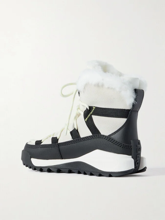 Sorel - Ona Rmx Glacy Faux Fur, Canvas And Leather-trimmed Suede Snow Boots - Cream - Image 3