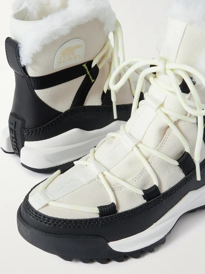 Sorel - Ona Rmx Glacy Faux Fur, Canvas And Leather-trimmed Suede Snow Boots - Cream - Image 4