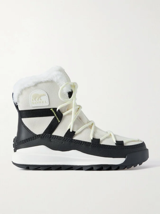 Sorel - Ona Rmx Glacy Faux Fur, Canvas And Leather-trimmed Suede Snow Boots - Cream