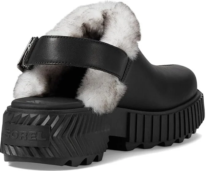 SOREL ONAtm AVE Mule Women's Slippers Black/Sea Salt : 8 B - Medium, Faux Fur/Leather - Image 4