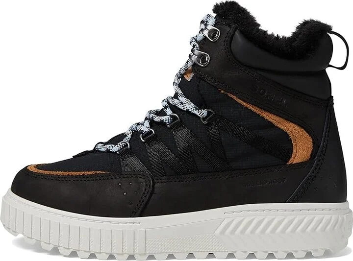 SOREL ONAtm AVE Trek Boot Waterproof Women's Snow Shoes Black/Sea Salt : 6 B - Medium, Leather/Suede - Image 5