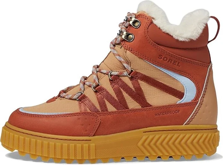 SOREL ONAtm AVE Trek Boot Waterproof Women's Snow Shoes Sanguine/Arctic Seas : 7 B - Medium, Leather/Suede - Image 5