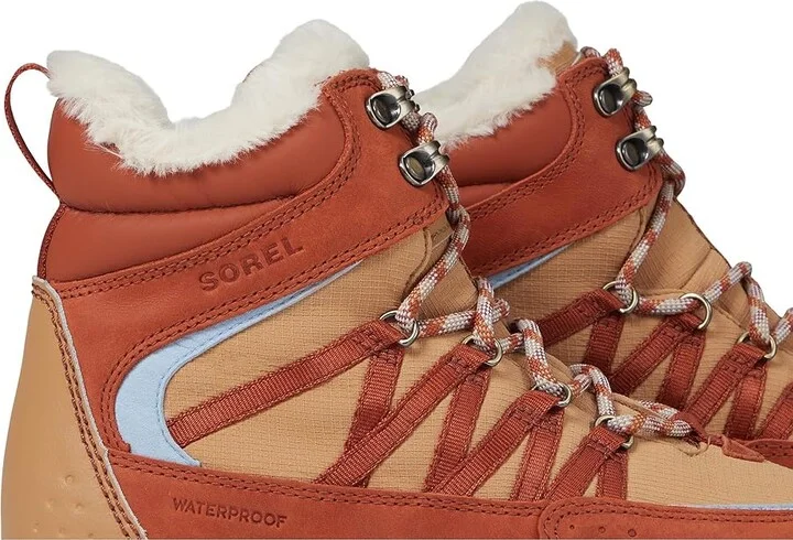 SOREL ONAtm AVE Trek Boot Waterproof Women's Snow Shoes Sanguine/Arctic Seas : 7 B - Medium, Leather/Suede - Image 6
