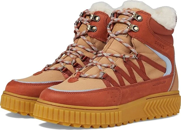 SOREL ONAtm AVE Trek Boot Waterproof Women's Snow Shoes Sanguine/Arctic Seas : 7 B - Medium, Leather/Suede