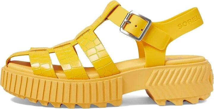 SOREL ONAtm Streetworks Fisherman Mid Sandal Women's Shoes Yellow Ray/Pilsner : 7.5 B - Medium, Leather - Image 5