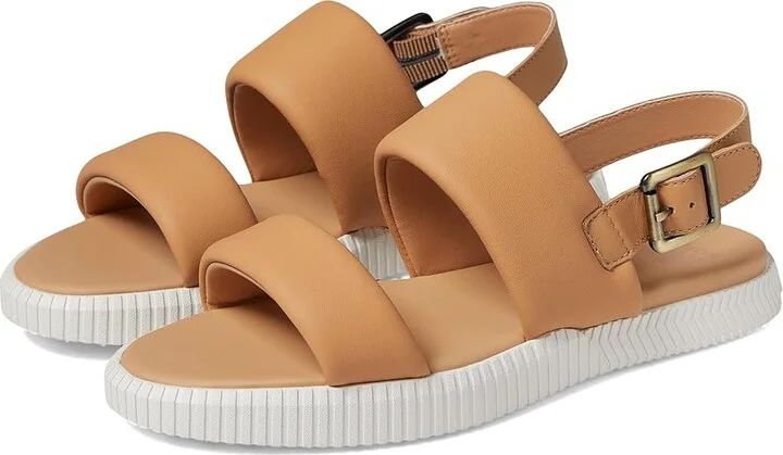 SOREL ONAtm Streetworks Go-To Flat Sandal Women's Shoes Honest Beige/Sea Salt : 7.5 B - Medium, Leather
