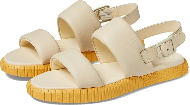 SOREL ONAtm Streetworks Go-To Flat Sandal Women's Shoes Honey White/Yellow Ray : 10 B - Medium, Leather
