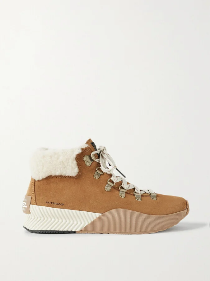 Sorel - Out 'n About Iii Conquest Faux Shearling-lined Suede Ankle Boots - Brown