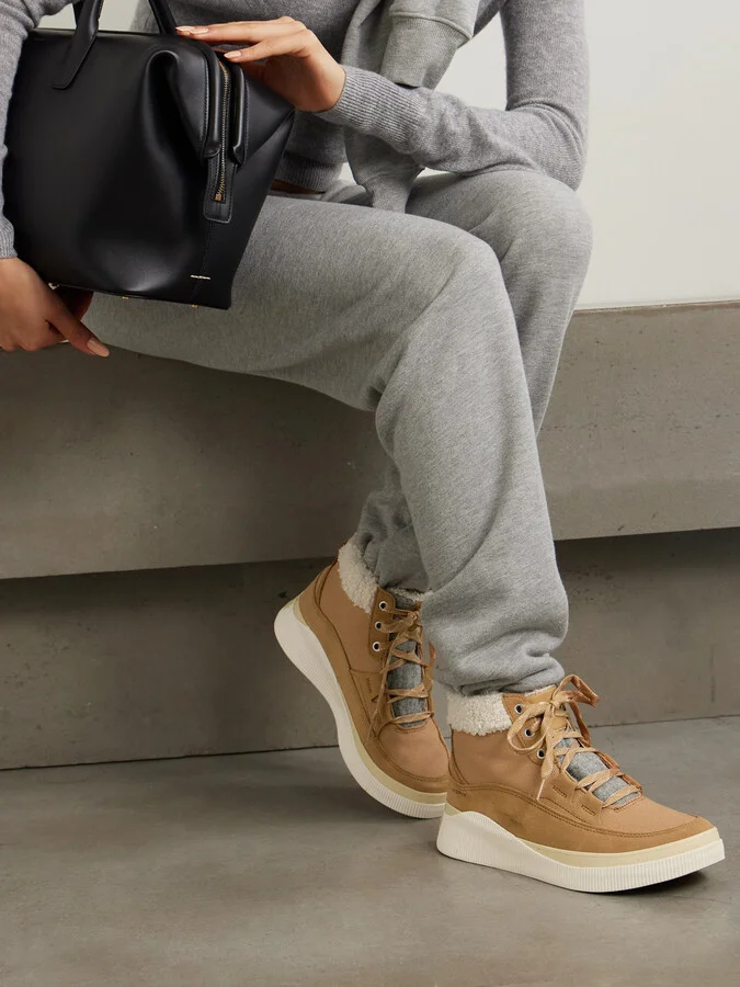 Sorel - Out 'n About Iv Faux Shearling And Felt-trimmed Suede And Canvas Ankle Boots - Brown - Image 2