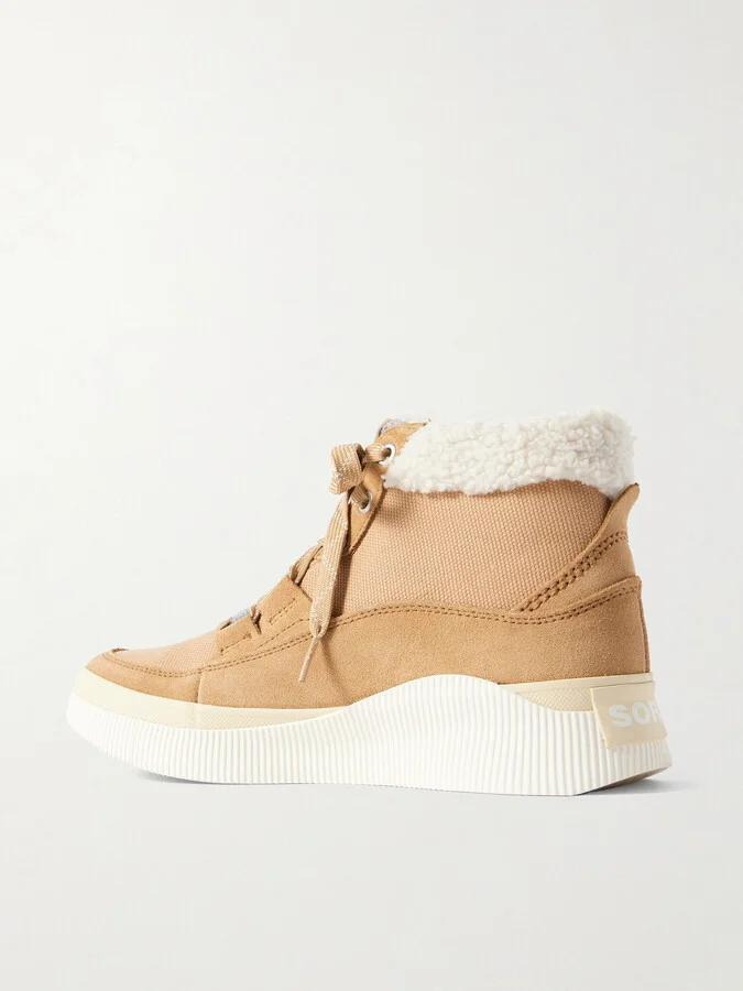 Sorel - Out 'n About Iv Faux Shearling And Felt-trimmed Suede And Canvas Ankle Boots - Brown - Image 3