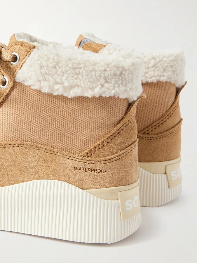 Sorel - Out 'n About Iv Faux Shearling And Felt-trimmed Suede And Canvas Ankle Boots - Brown - Image 4