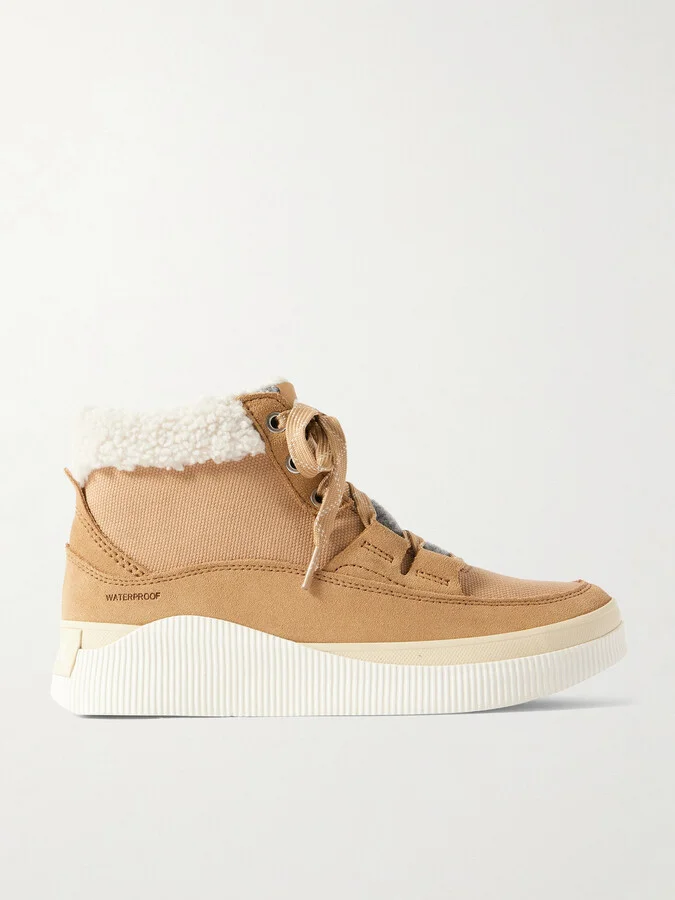 Sorel - Out 'n About Iv Faux Shearling And Felt-trimmed Suede And Canvas Ankle Boots - Brown