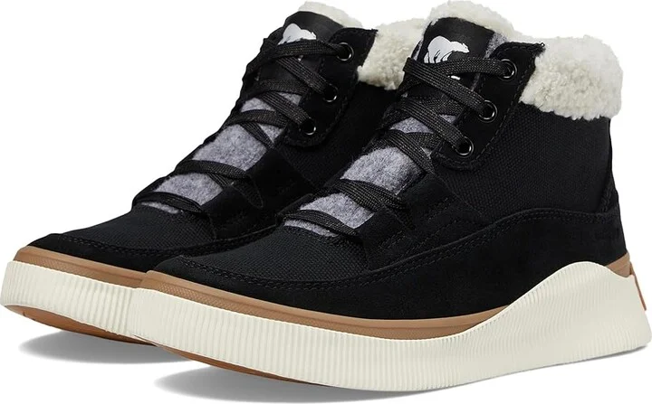 SOREL Out N Abouttm IV Mid Sneaker Waterproof Women's Shoes Black/Sea Salt : 6 B - Medium, Canvas/Suede