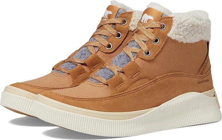 SOREL Out N Abouttm IV Mid Sneaker Waterproof Women's Shoes Tawny Buff/Honey White : 5 B - Medium, Canvas/Suede