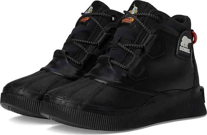 SOREL Out N Abouttm IV Splashy WP Women's Rain Boots Black/Sea Salt : 5.5 B - Medium, Rubber