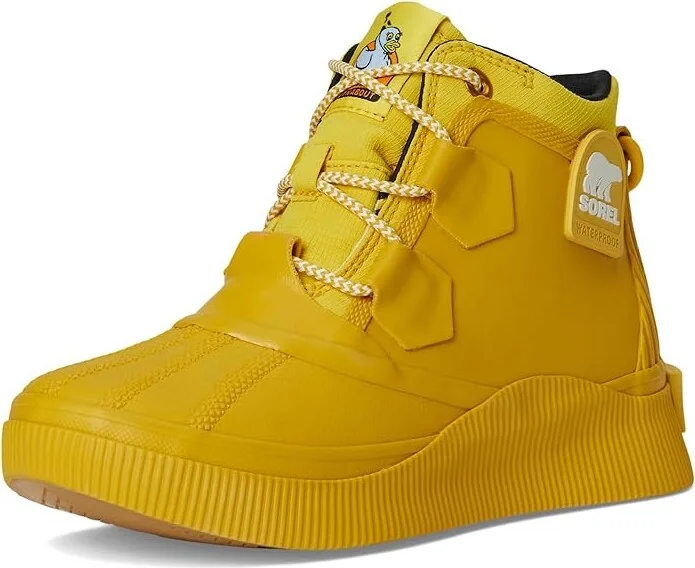 SOREL Out N Abouttm IV Splashy WP Women's Rain Boots Gold Leaf/Black : 6 B - Medium, Rubber - Image 5