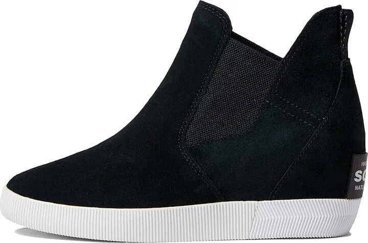 SOREL Out N Abouttm Slip-On Wedge II Women's Shoes Black/White : 7.5 B - Medium, Textile/Leather - Image 6