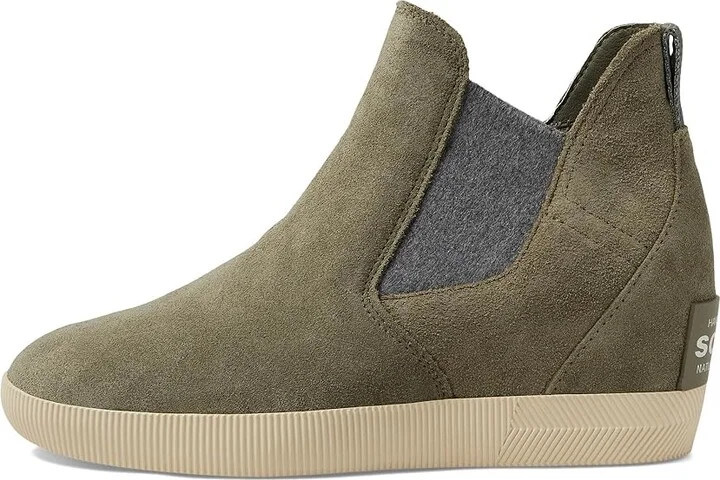 SOREL Out N Abouttm Slip-On Wedge II Women's Shoes Stone Green/Bleached Ceramic : 10 B - Medium, Textile/Leather - Image 5