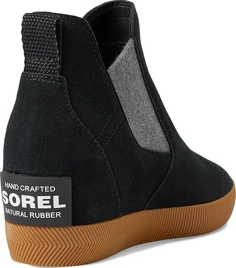 SOREL Out N Abouttm Slip-On Wedge Women's Shoes Black/Gum 16 : 10 B - Medium, Leather/Textile - Image 4
