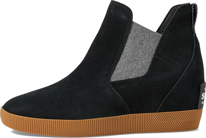SOREL Out N Abouttm Slip-On Wedge Women's Shoes Black/Gum 16 : 10 B - Medium, Leather/Textile - Image 6
