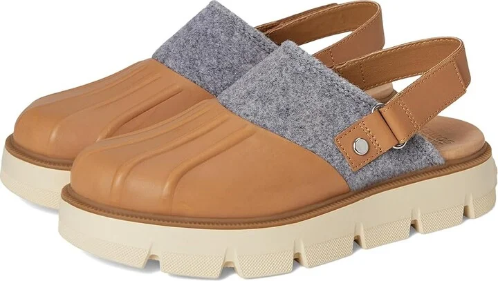 SOREL Rein Cb Clog Slingback Women's Shoes Tawny Buff/Bleached Ceramic : 5 B - Medium, Felt/Leather