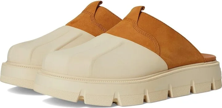 SOREL Rein Cbtm Clog Women's Slippers Bleached Ceramic/Canyon Gold : 7.5 B - Medium, Leather