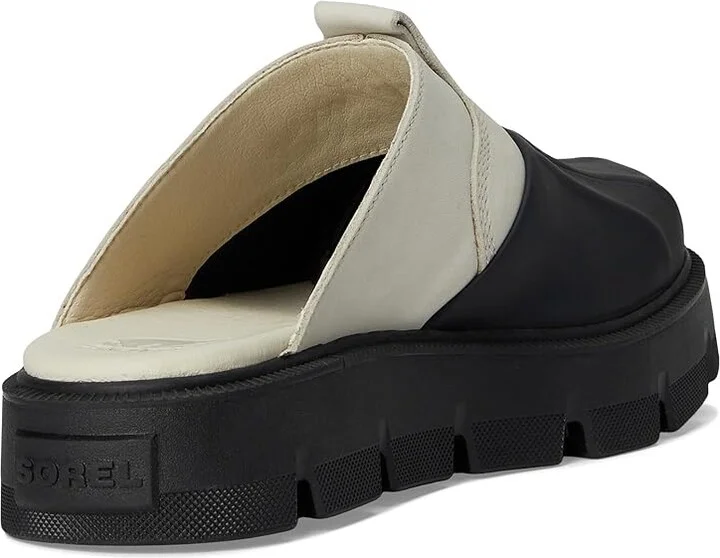 SOREL Rein Cbtm Clog Women's Slippers Chalk/Black : 8 B - Medium, Leather - Image 4