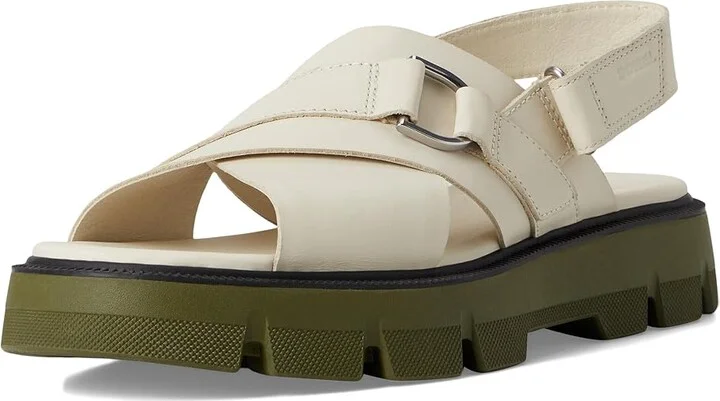 SOREL Rein CBtm Crisscross Sandals Women's Sandals Chalk/Utility Green : 7.5 B - Medium, Leather - Image 5