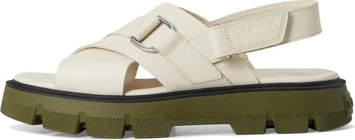 SOREL Rein CBtm Crisscross Sandals Women's Sandals Chalk/Utility Green : 7.5 B - Medium, Leather - Image 6