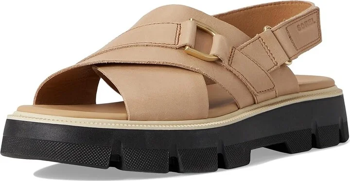 SOREL Rein CBtm Crisscross Sandals Women's Sandals Honest Beige/Black : 11 B - Medium, Leather - Image 5