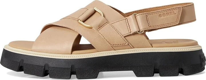 SOREL Rein CBtm Crisscross Sandals Women's Sandals Honest Beige/Black : 11 B - Medium, Leather - Image 6