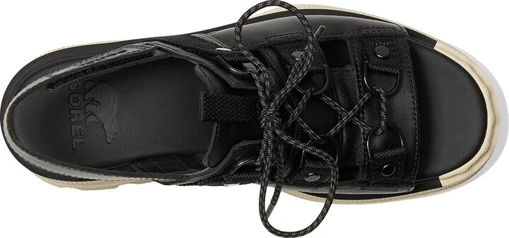 SOREL Rein CBtm Lace Platform Women's Sandals Black/Bleached Ceramic : 7 B - Medium, Leather - Image 2