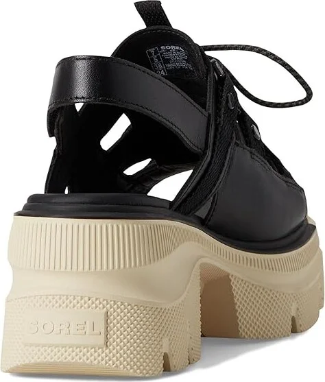 SOREL Rein CBtm Lace Platform Women's Sandals Black/Bleached Ceramic : 7 B - Medium, Leather - Image 4