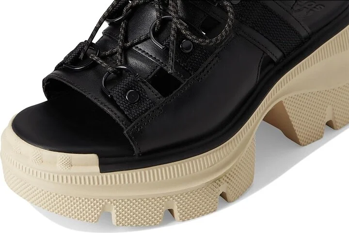 SOREL Rein CBtm Lace Platform Women's Sandals Black/Bleached Ceramic : 7 B - Medium, Leather - Image 7